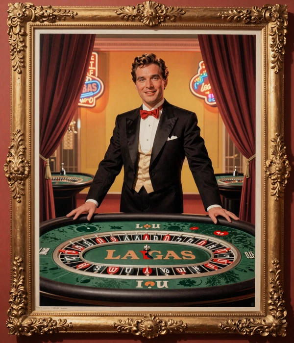 Bizzo Casino Bison Croupier am Live-Roulette-Tisch im Vintage-Stil