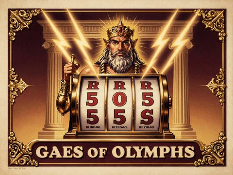 Gates of Olympus Slot Artwork im Vintage-Poster-Stil