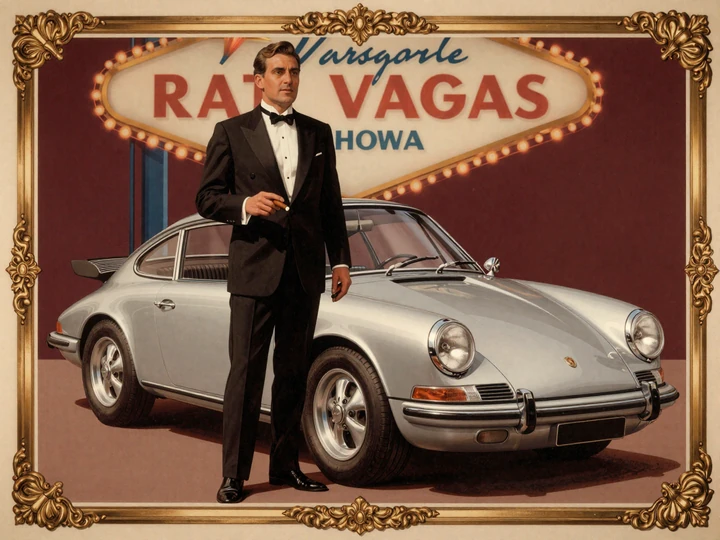 Bizzo Casino VIP Bison im Smoking neben Porsche 911 Hauptpreis