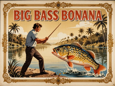 Big Bass Bonanza Slot Artwork im Vintage-Poster-Stil